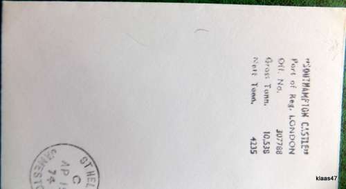 Union-Castle Line envelope - Pendennis Castle - Post mark St. Helena Jamestown - JA 5 74