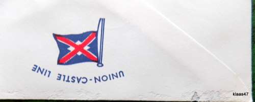 Union-Castle Line envelope - Pendennis Castle - Post mark St. Helena Jamestown - JA 5 74