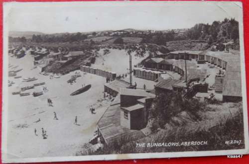 Vintage Valentine Post Card - Sepiatype - W.2347 - Bungalows, Abersoch - 1949 to France
