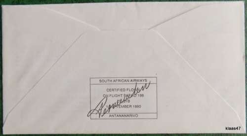 First Flight to Mauritius - Signed cover. SAA SAL Certified Flight Cover No 49 - 1990 -