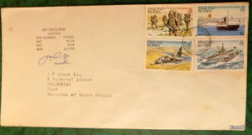 Ship Cover -MV England - Date Stamp 1984 - Falkland Islands - Signed by Ship`s Master