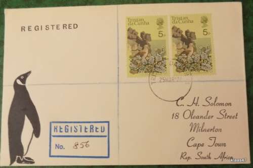 Tristan da Cunha - 1974 - Penguin - Envelope with 2 stamps