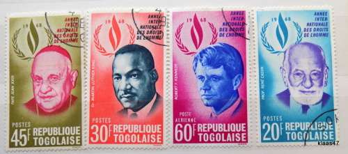 Togo - 1958 - Human Rights - 4 cancelled stamps (some rust spots on gum)
