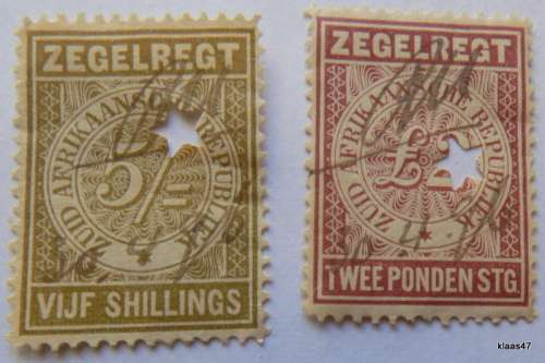 Z A R Revenue - Zegelregt - Twee Ponden and Vijf Shillings - 2 Used - with Star punch