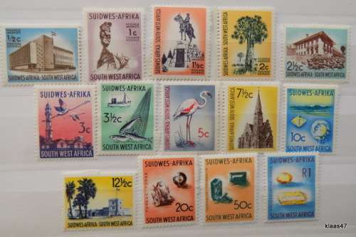 South West Africa - Ist Decimal Definitives - 14 Unused hinged stamps (15c is missing from set)