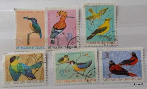 Vietnam - 1966 - Birds - Set of 6 cancelled hinged stamps