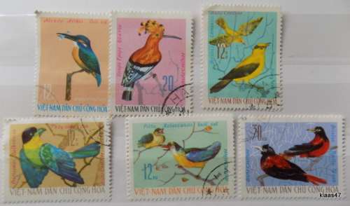 Vietnam - 1966 - Birds - Set of 6 cancelled hinged stamps