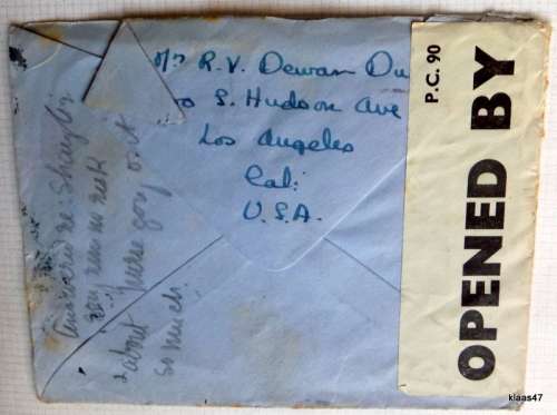 Censored Mail - 1941 - From California, USA to Bath, England - Examiner 2364