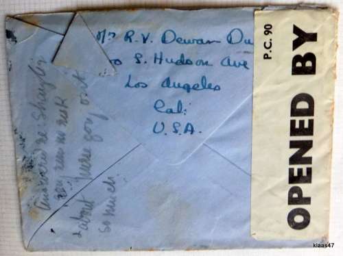 Censored Mail - 1941 - From California, USA to Bath, England - Examiner 2364