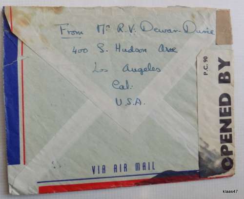 Censored Mail - 1941 - From California, USA to Bath, England - Examiner 2238