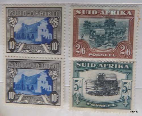 Union of South Africa - 10/- Pair - 5/- Single - 2/6 Single - Unused hinged.