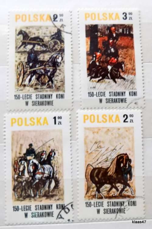 Poland - 1980 - Sierakov horse stud farm,150th anniv. - 4 Cancelled hinged stamps