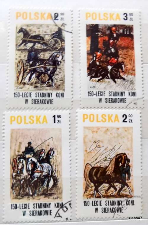Poland - 1980 - Sierakov horse stud farm,150th anniv. - 4 Cancelled hinged stamps