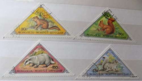 Mongolia - 1973 - Small Fur Animals - 4 Cancelled hinged stamps