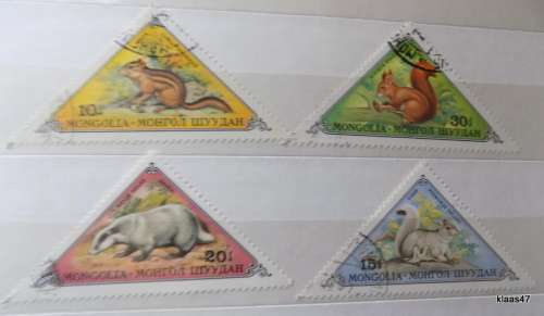 Mongolia - 1973 - Small Fur Animals - 4 Cancelled hinged stamps