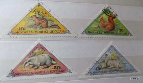 Mongolia - 1973 - Small Fur Animals - 4 Cancelled hinged stamps