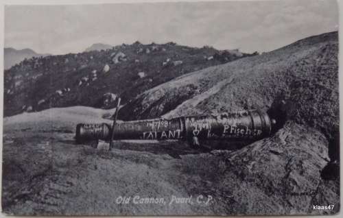 Paarl. CP Vintage Valentine Post Card - Old Cannon,- Not posted.
