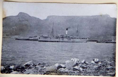 U.C. Mail Steamer Leaving Cape Town Dock - Not posted.