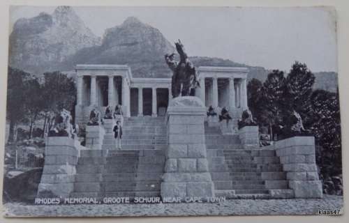 Rhodes` Memorial, Groote Schuur, near Cape Town.  Vintage British Manufacture Post Card -.