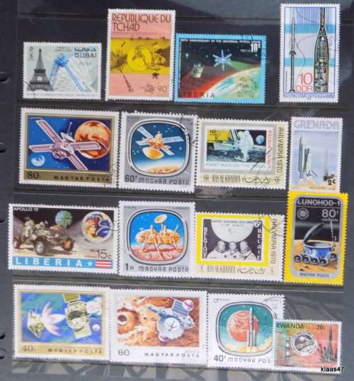 Mixed Lot of 16 Cancelled stamps : Theme: Space
