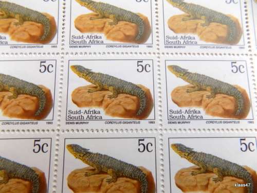 RSA - 1993 - Lizard - Full Sheet of 100 x 5c - Unused - Folded