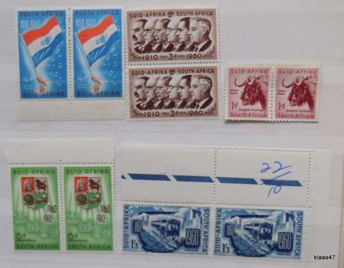 Union of South Africa - Mint stamps - Mixed lot of predecimal pairs.