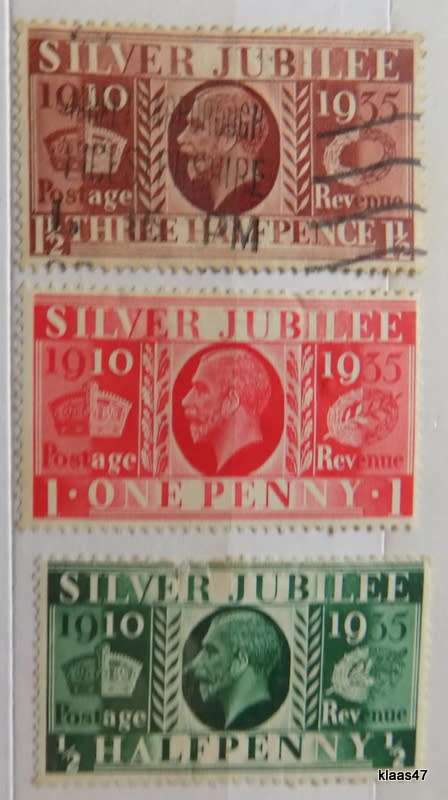 GB - 1935 - Silver Jubilee - Set of 3 (Mixed Used and Unused, all hinged)