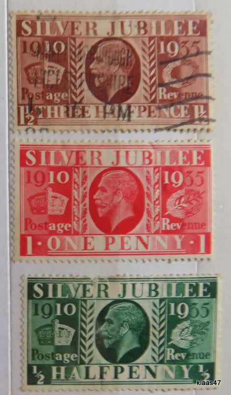 GB - 1935 - Silver Jubilee - Set of 3 (Mixed Used and Unused, all hinged)