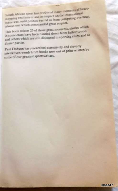 Great Moments in South African Sport - Paul Dobson - Paperback