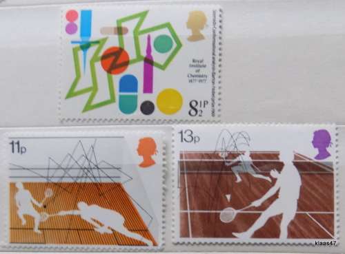 GB - 1977 - Mixed Lot of Sport and Chemistry - 3 Unused stamps