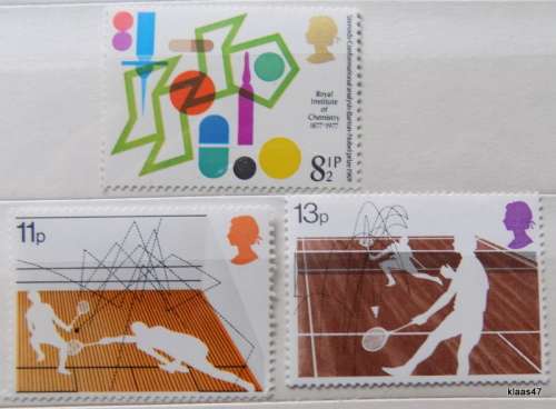 GB - 1977 - Mixed Lot of Sport and Chemistry - 3 Unused stamps