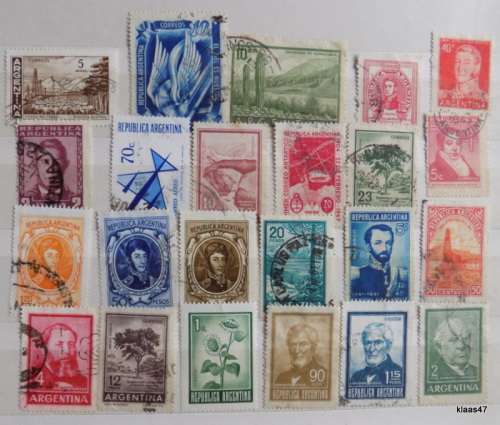 Argentina - Mixed Lot of 23 Used (some hinged) stamps