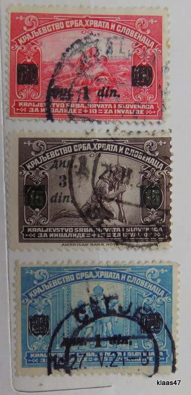 Yugoslavia - 1922-24 - Semi-postal issues surcharged - 3 Used stamps