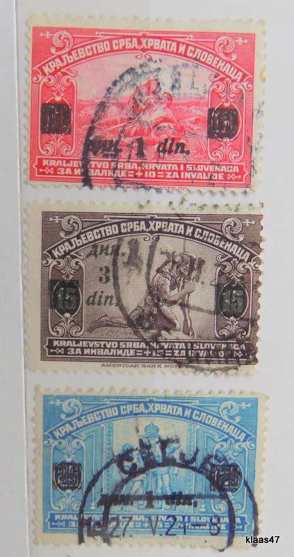 Yugoslavia - 1922-24 - Semi-postal issues surcharged - 3 Used stamps