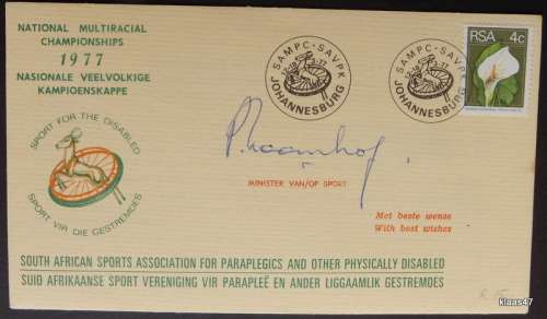 1977 - National Multiracial Championships - Cover - Signed by Minister of Sport: Piet Koornhof