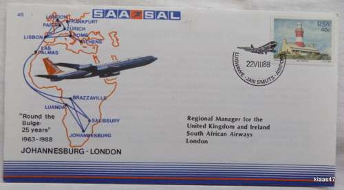 SAA SAL - Certified Flight Covers 45 and 46 - Round the Bulge: 25 years - JHB LDN and LDN JHB