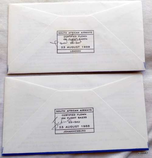 SAA SAL - Certified Flight Covers 45 and 46 - Round the Bulge: 25 years - JHB LDN and LDN JHB