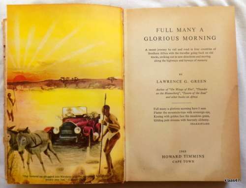 Full Many a Glorious Morning - Lawrence Green - First Edition 1968 (Dustcover badly damaged)