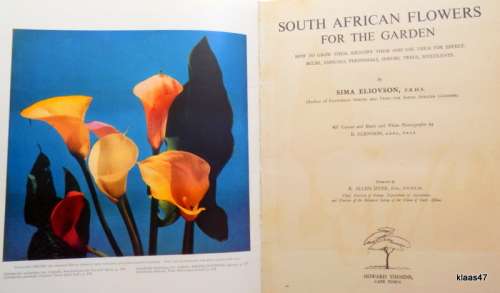 South African Flowers for the Garden - Sima Eliovson - Large Hardcover - Second Editiion 1957