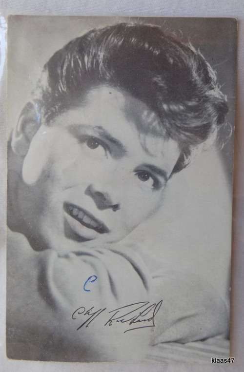 Cliff Richard Young Post Card Si - Reverse: List of Songs and Signature in Blue Ink