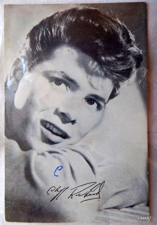 Cliff Richard Young Post Card Si - Reverse: List of Songs and Signature in Blue Ink