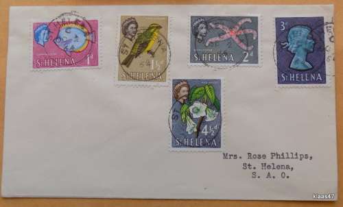 St Helena - Mixed Lot of 5 stamps on cover - Inter St Helena Post  - Dated 1964