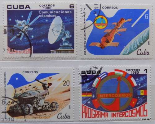 Cuba  - 1980 and 82 - Theme:  Space - 4 cancelled stamps