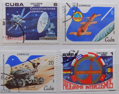 Cuba  - 1980 and 82 - Theme:  Space - 4 cancelled stamps