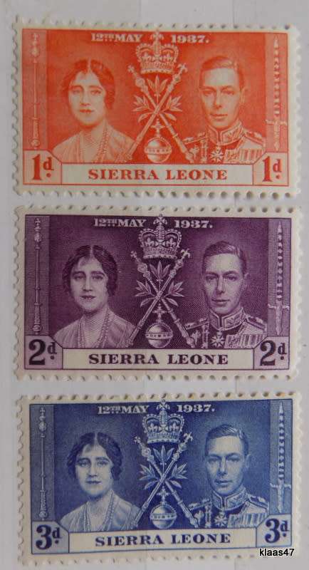 Sierra Leone -1937 - George Vi - Coronation - Set of 3 Unused Stamps