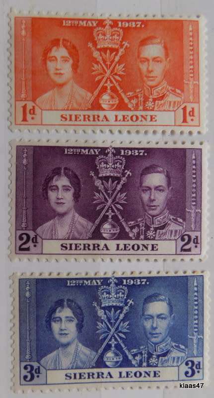 Sierra Leone -1937 - George Vi - Coronation - Set of 3 Unused Stamps