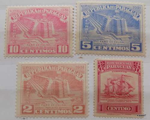 Paraguay - 1951 - General Issue (Set of 3 Unused) and 1946 - Ship (Unused) stamps