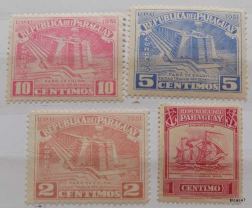 Paraguay - 1951 - General Issue (Set of 3 Unused) and 1946 - Ship (Unused) stamps