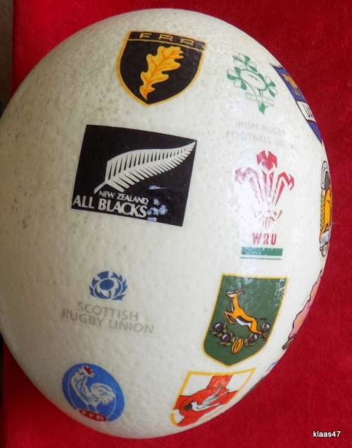 Rugby World Cup 1995 South Africa - Ostrich Egg on Stand - 16cm High