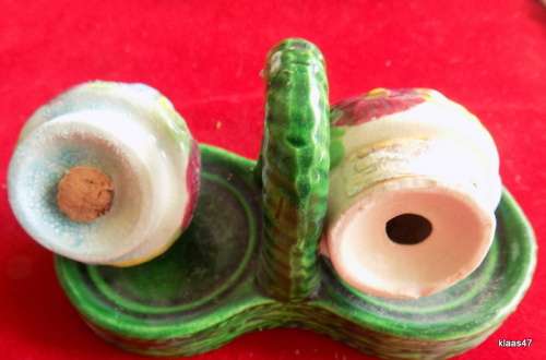 Vintage Porcelain Salt and Pepper - Floral Bouquet on Stand